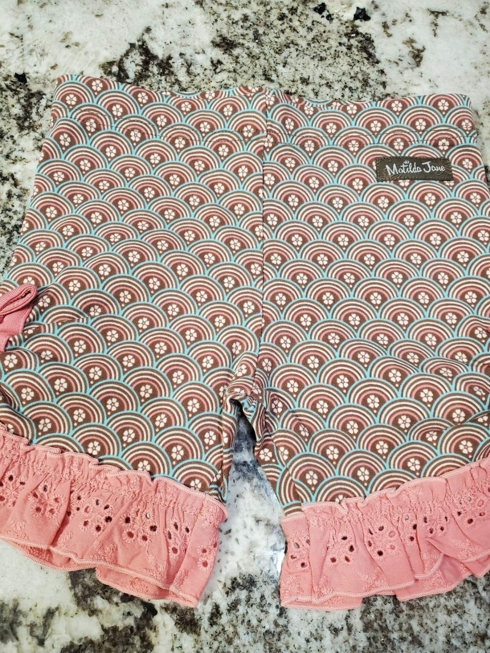 Matilda Jane Ruffle Hem Girls Shorts - Coral, Teal, Cream Nwot 4 - Picture 2 of 3
